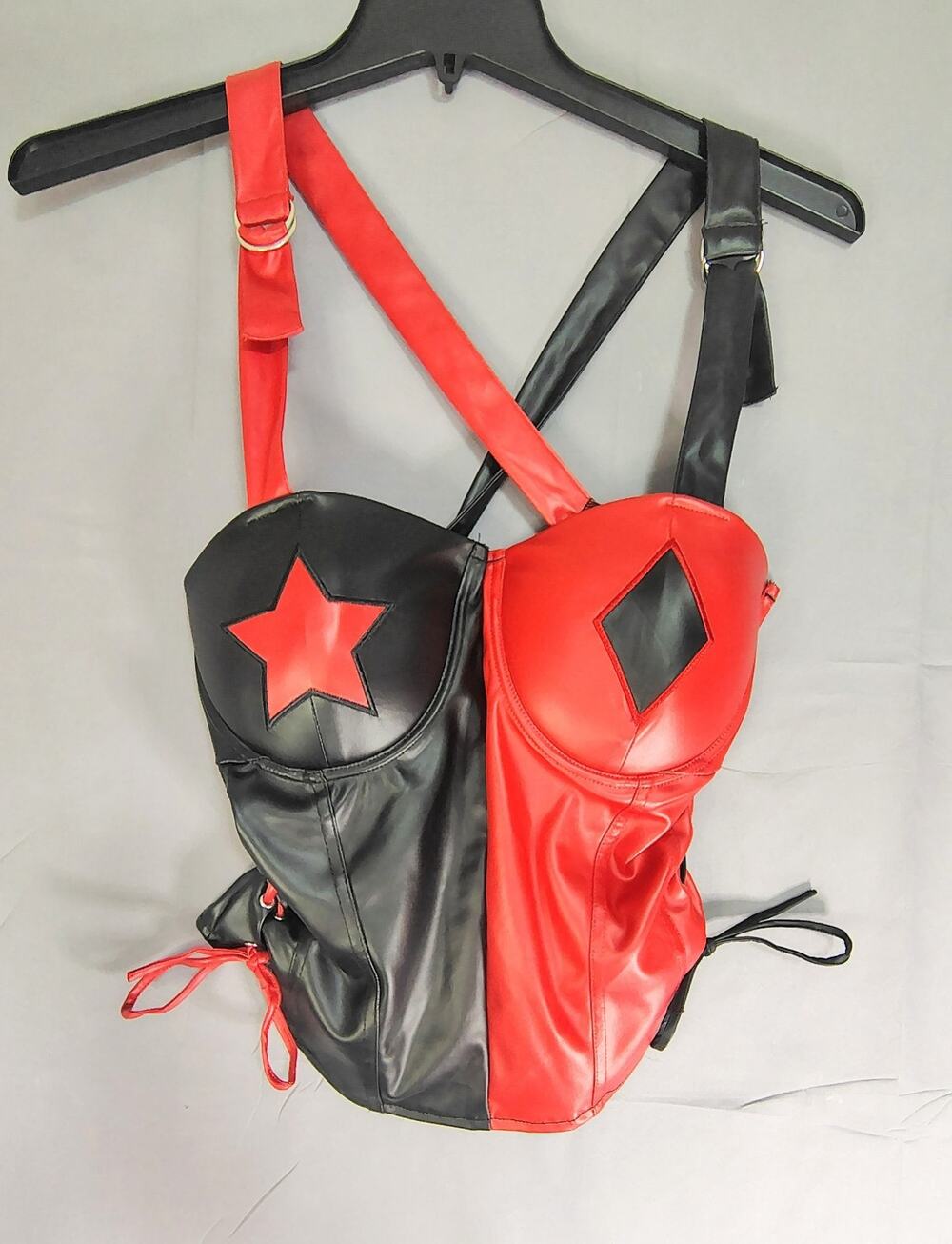 DC Comics Harley Quinn Faux Leather Corset Size L Cosplay Halloween